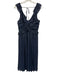 Cinq a Sept Size 6 Navy Blue Polyester Double V Sleevless ruffle Midi Dress Navy Blue / 6