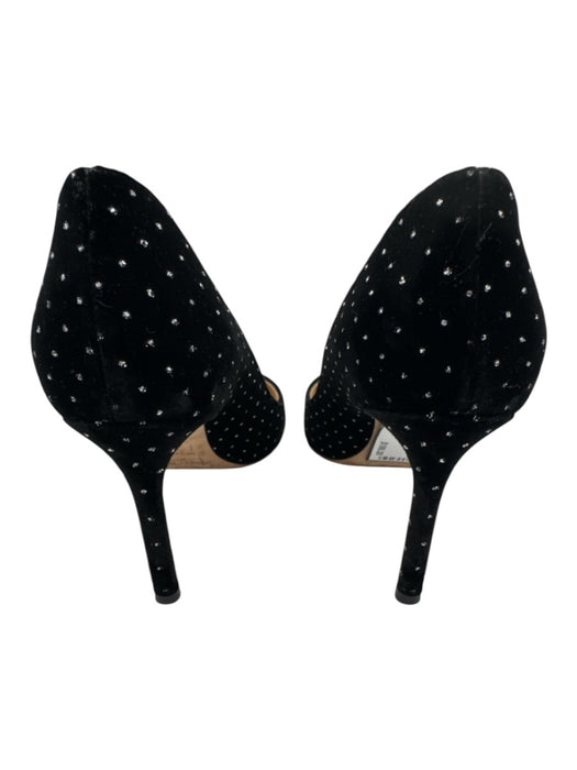 Jimmy Choo Shoe Size 38 Black & Silver Velvet Pointed Toe Dotted Mid Heel Pumps Black & Silver / 38