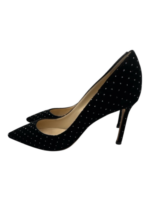 Jimmy Choo Shoe Size 38 Black & Silver Velvet Pointed Toe Dotted Mid Heel Pumps Black & Silver / 38