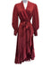 Zimmermann Size 1/S Burgundy Red Silk Long puff sleeve Wrap V Neck Maxi Dress Burgundy Red / 1/S