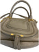 Chloe Gray Grain Leather Gold hardware Rolled Handles Zip Top Bag Gray / L
