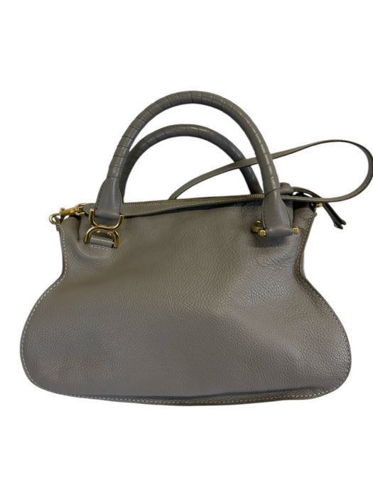 Chloe Gray Grain Leather Gold hardware Rolled Handles Zip Top Bag Gray / L