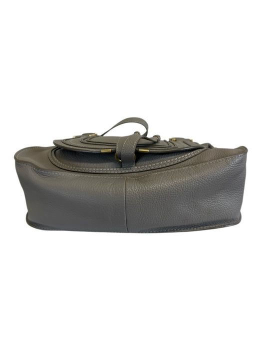 Chloe Gray Grain Leather Gold hardware Rolled Handles Zip Top Bag Gray / L