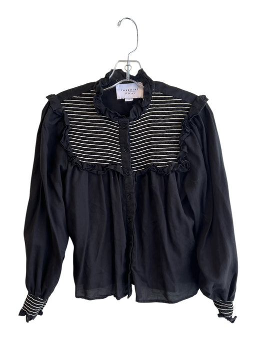 TheShirt Size Small Black & White Tencel Long Sleeve Button Down Top Black & White / Small