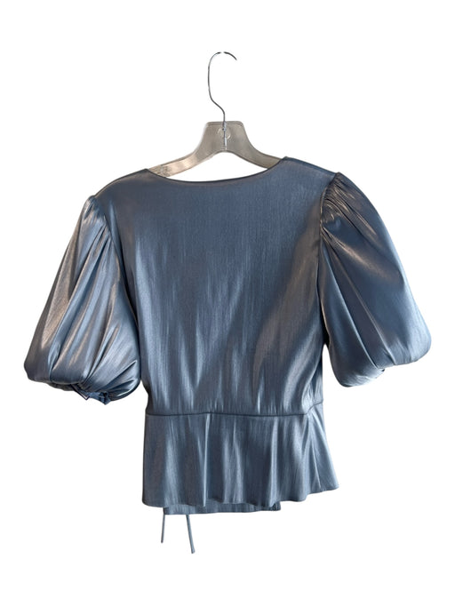 Amanda Uprichard Size Small Blue Polyester Half Balloon Sleeve V Neck Top Blue / Small