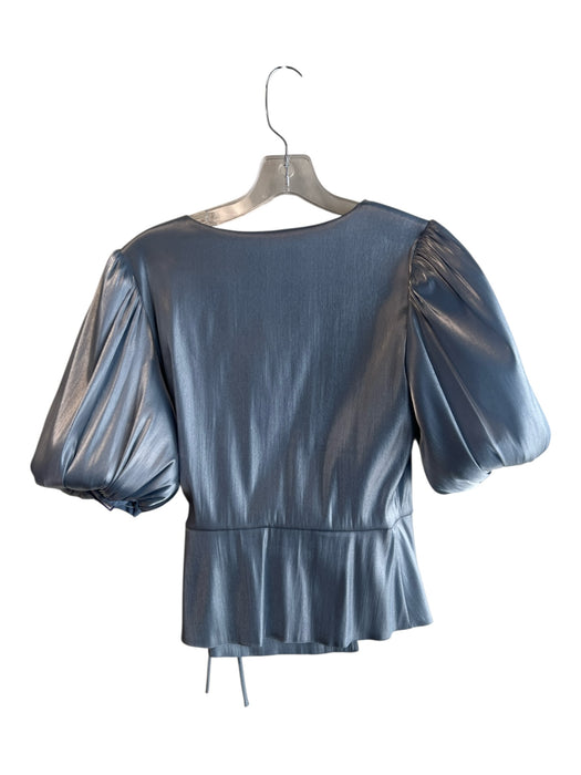Amanda Uprichard Size Small Blue Polyester Half Balloon Sleeve V Neck Top Blue / Small