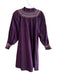 Pomander Place Size XS Eggplant Cotton Long Sleeve High Ruffle Neck Dress Eggplant / XS