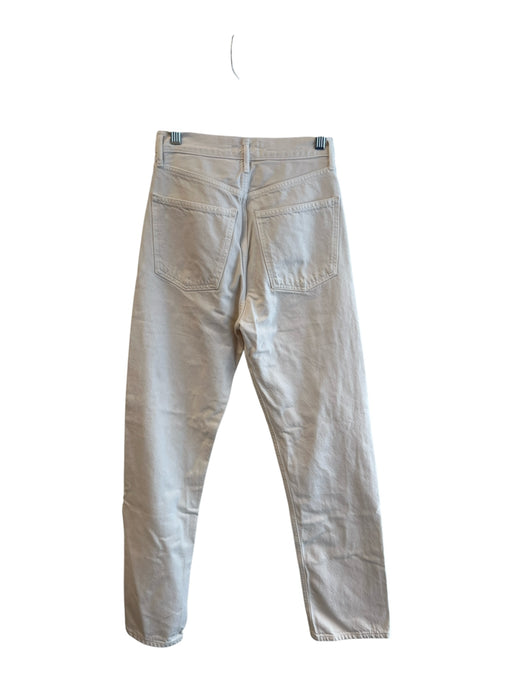 Agolde Size 25 Ivory Cotton Blend Button Fly 5 Pocket Straight Leg Jeans Ivory / 25