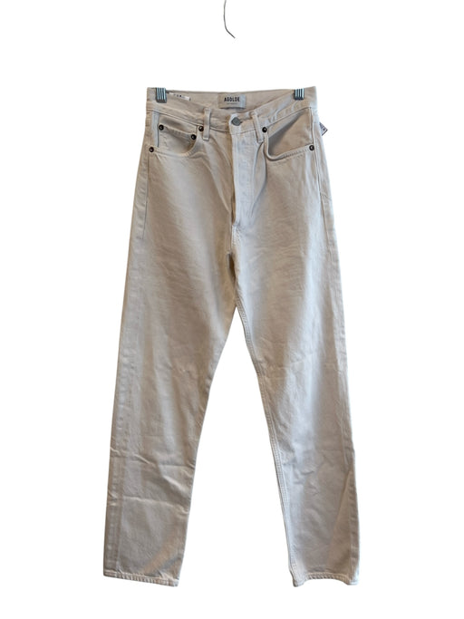 Agolde Size 25 Ivory Cotton Blend Button Fly 5 Pocket Straight Leg Jeans Ivory / 25