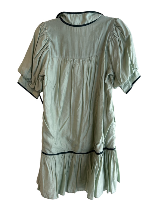 Pomander Place Size Small Light Green Rayon Pintuck Short Puff Sleeve Dress Light Green / Small