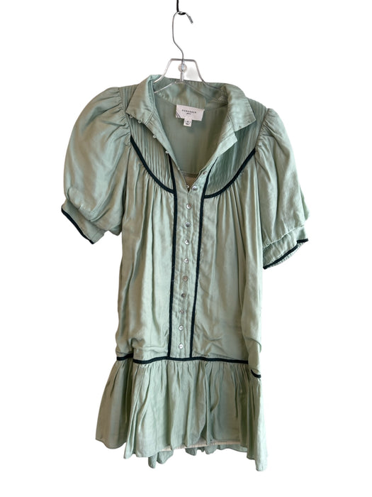 Pomander Place Size Small Light Green Rayon Pintuck Short Puff Sleeve Dress Light Green / Small