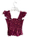 Hill House Size XS Cranberry & Orange Cotton Stretch Bodice Shirred Cropped Top Cranberry & Orange / XS