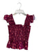 Hill House Size XS Cranberry & Orange Cotton Stretch Bodice Shirred Cropped Top Cranberry & Orange / XS