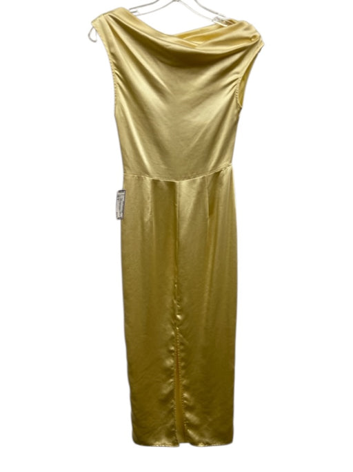 Billy J Size 8 Yellow Polyester Sleeveless Wide Neck Shimmer Midi Dress Yellow / 8