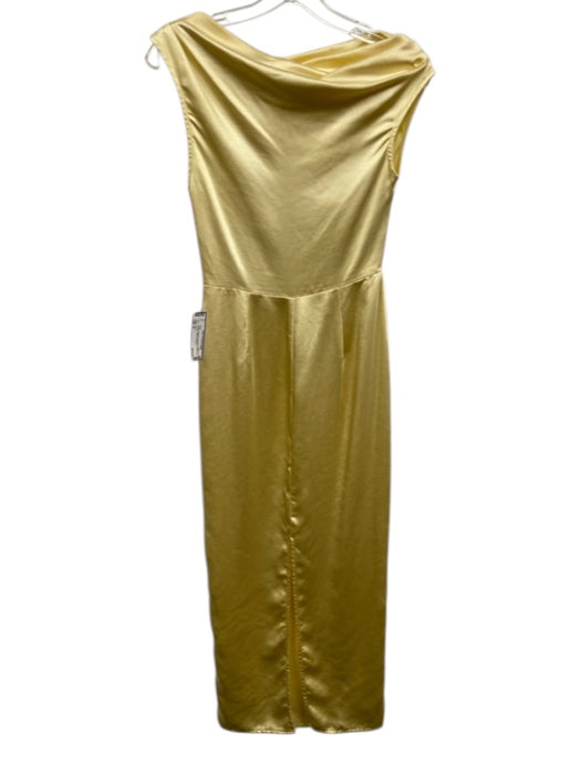 Billy J Size 8 Yellow Polyester Sleeveless Wide Neck Shimmer Midi Dress Yellow / 8