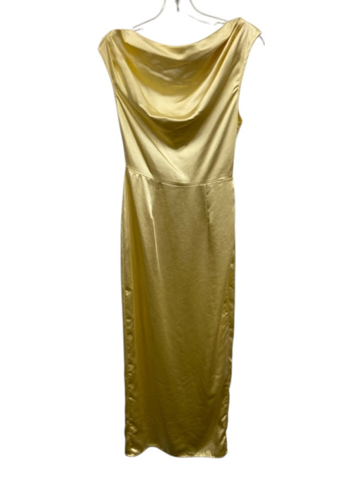 Billy J Size 8 Yellow Polyester Sleeveless Wide Neck Shimmer Midi Dress Yellow / 8