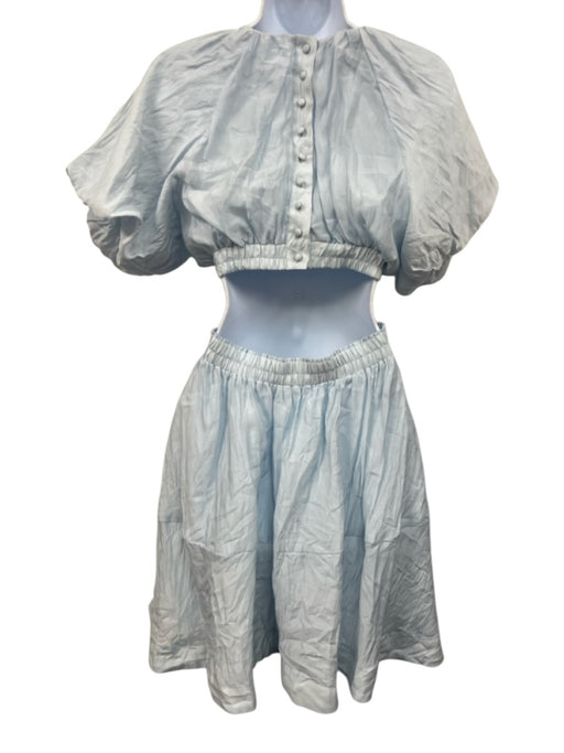 Kourt Size XS Periwinkle Blue Tencel Blend Open Back Short Trumpet Sleeve Dress Periwinkle Blue / XS