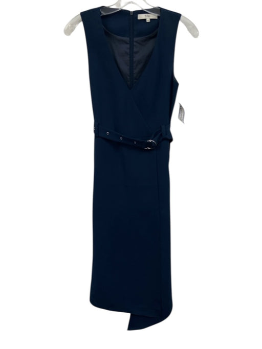 Tibi Size 00 Navy Polyester Sleeveless V Neck Midi split hem Dress Navy / 00