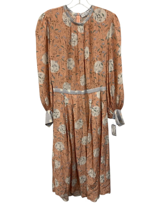 Hunter Bell Size 2 Pink, White, Multi Silk Floral Long Sleeve Back Zip Dress Pink, White, Multi / 2