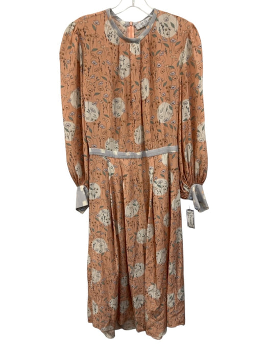 Hunter Bell Size 2 Pink, White, Multi Silk Floral Long Sleeve Back Zip Dress Pink, White, Multi / 2