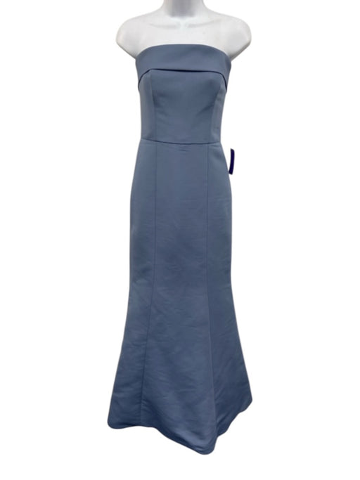 Amsale Size 2 Slate Blue Polyester Sleeveless Fold Over Shimmer Gown Slate Blue / 2