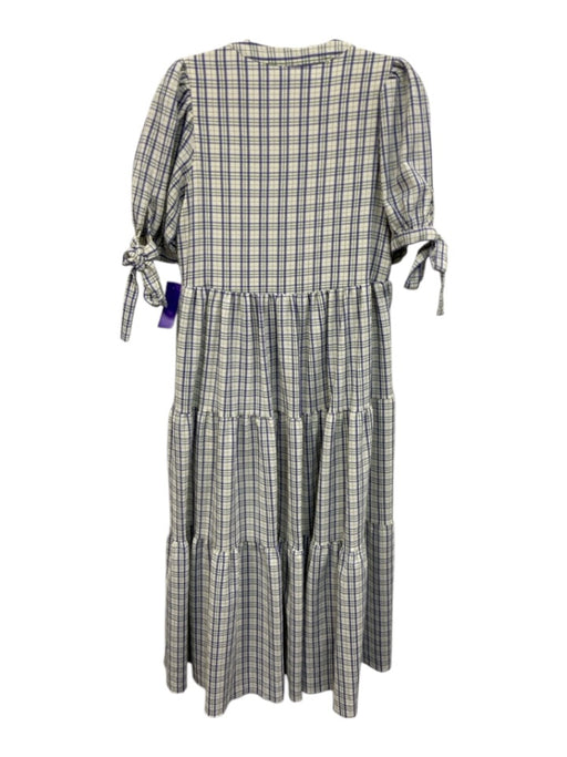 English Factory Size XS White, Blue, Green Polyester Blend V Neck A line Dress White, Blue, Green / XS