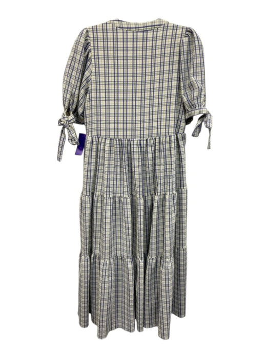 English Factory Size XS White, Blue, Green Polyester Blend V Neck A line Dress White, Blue, Green / XS
