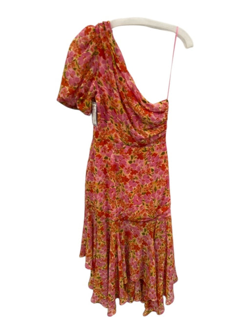 ASTR Size XS Pink & Multi Polyester One Sleeve Floral Below Knee Dress Pink & Multi / XS