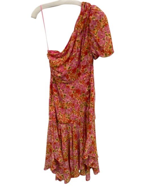 ASTR Size XS Pink & Multi Polyester One Sleeve Floral Below Knee Dress Pink & Multi / XS