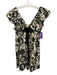 O.P.T. Size XS White, Green, Black Cotton Floral Ruffle Cap Sleeve Dress White, Green, Black / XS