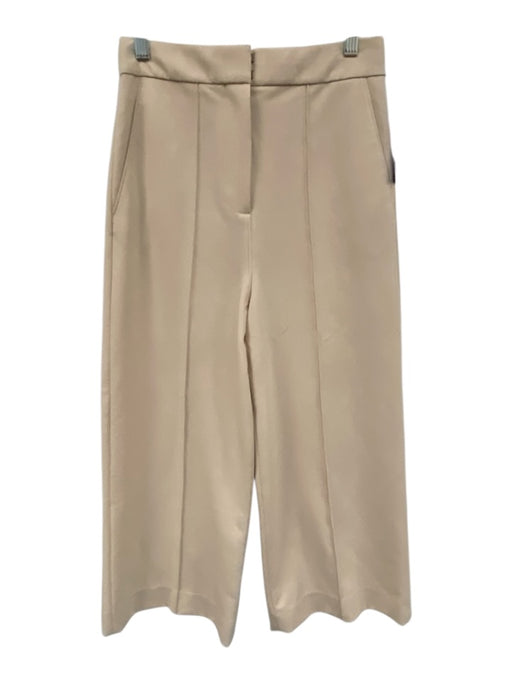 Tibi Size 0 Beige Polyester & Viscose Trouser Zip Fly Wide Leg Pants Beige / 0