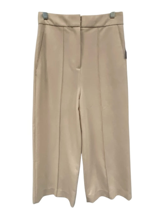Tibi Size 0 Beige Polyester & Viscose Trouser Zip Fly Wide Leg Pants Beige / 0
