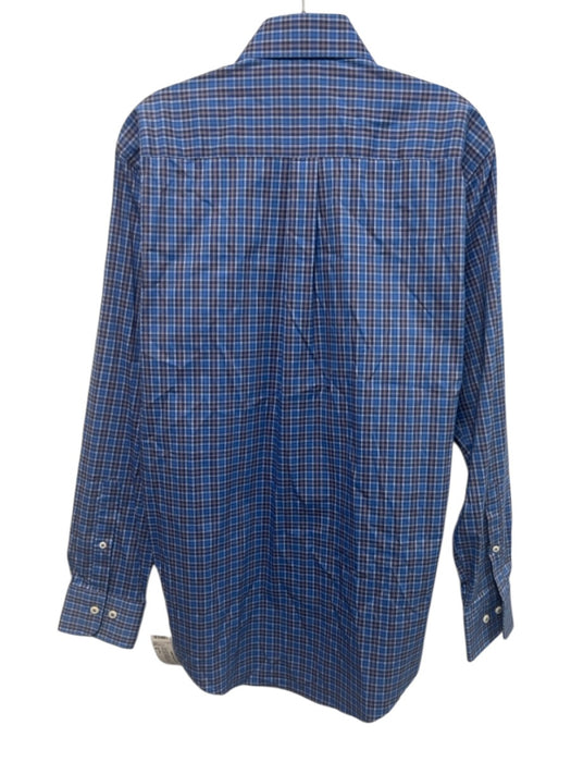 Peter Millar NWT Size M Blue Synthetic Plaid Button Up Men's Long Sleeve Shirt Blue / M