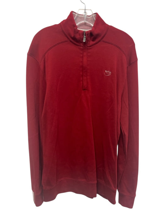 Bobby Jones Size M Red Cotton Blend Solid Quarter Zip Men's Long Sleeve Shirt Red / M