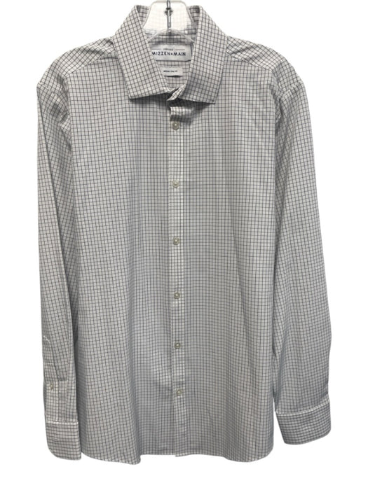 Mizzen + Main Size M White & Black Synthetic Grid Button Up Long Sleeve Shirt White & Black / M