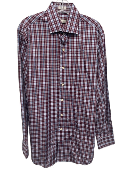 Peter Millar NWT Size M Red & Blue Cotton Plaid Button Up Long Sleeve Shirt Red & Blue / M
