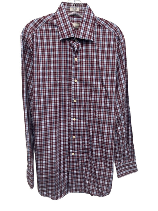 Peter Millar NWT Size M Red & Blue Cotton Plaid Button Up Long Sleeve Shirt Red & Blue / M