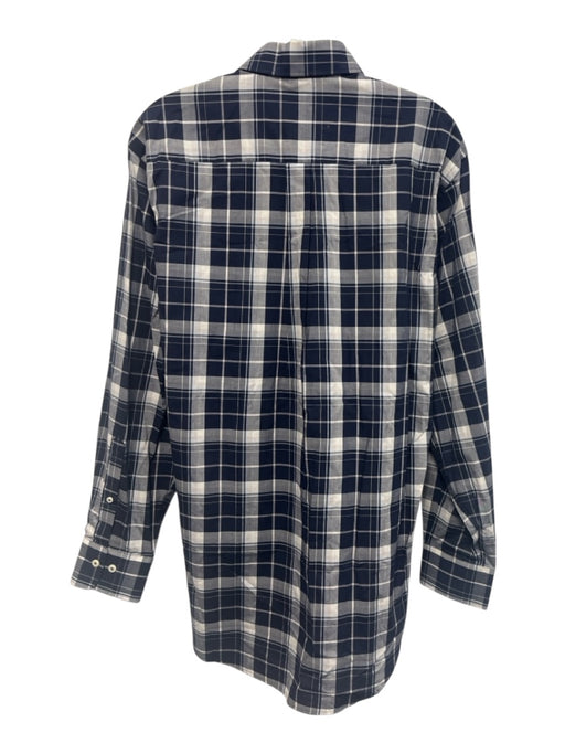 Peter Millar NWT Size M Blue Hombre Cotton Plaid Button Up Long Sleeve Shirt Blue Hombre / M