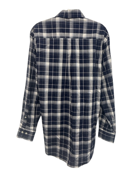 Peter Millar NWT Size M Blue Hombre Cotton Plaid Button Up Long Sleeve Shirt Blue Hombre / M