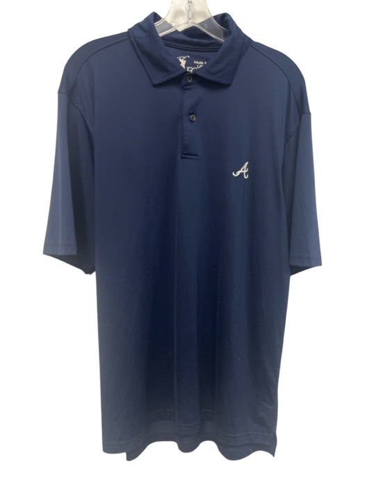 F & G tech Size L Navy Synthetic Braves Polo Athleisure Men's Short Sleeve Navy / L
