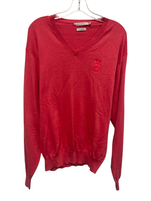 Peter Millar Size L Pink Cotton Blend Solid V Neck Men's Sweater Pink / L