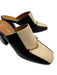 Tory Burch Shoe Size 7.5 Black & Tan Leather Block Heel Horse Bit Mules Black & Tan / 7.5