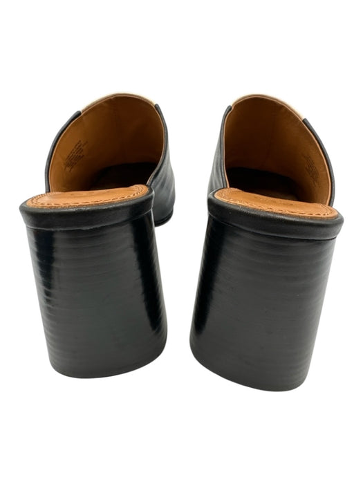 Tory Burch Shoe Size 7.5 Black & Tan Leather Block Heel Horse Bit Mules Black & Tan / 7.5