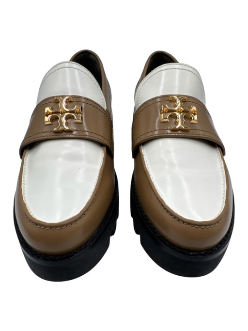Tory Burch Shoe Size 8 Brown & White Leather Platform Loafer Color Block Loafers Brown & White / 8
