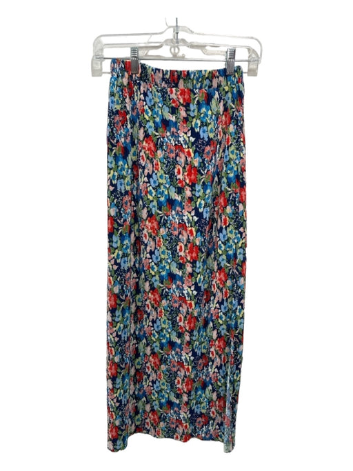 Wayf Size XS Navy & Multi Polyester Floral Elastic Waist micro pleated Skirt Navy & Multi / XS