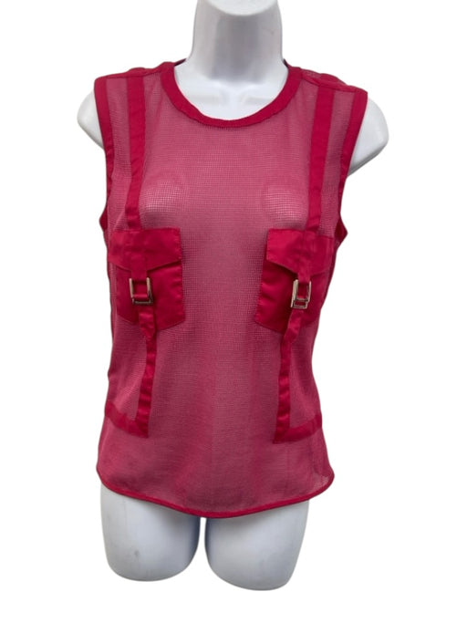 Louis Vuitton Size 40 Hot pink Cotton Sleeveless Mesh Silver Buckle Belt Inc Top Hot pink / 40