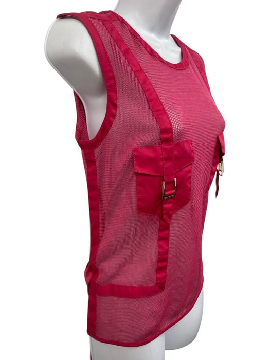 Louis Vuitton Size 40 Hot pink Cotton Sleeveless Mesh Silver Buckle Belt Inc Top Hot pink / 40