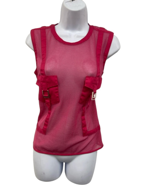 Louis Vuitton Size 40 Hot pink Cotton Sleeveless Mesh Silver Buckle Belt Inc Top Hot pink / 40