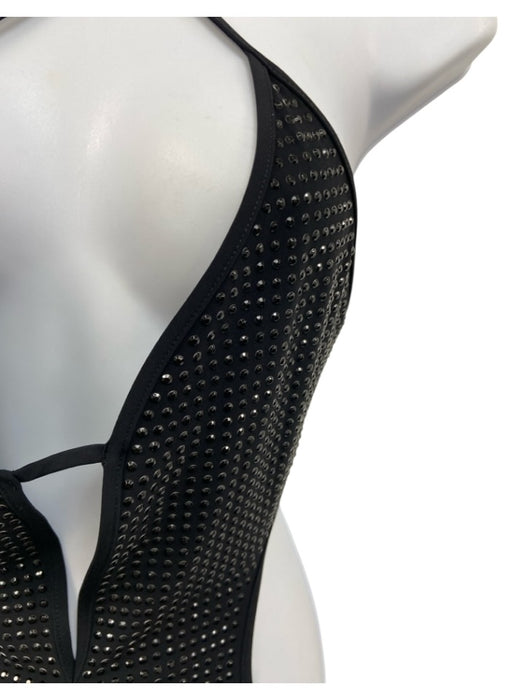 Gucci Size S Black Polymide Blend Rhinestone Cut Out Detail Cross Back Swimsuit Black / S