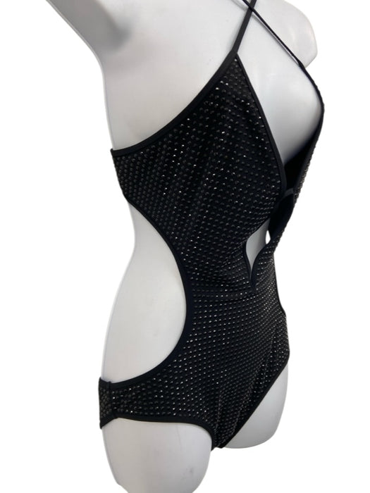Gucci Size S Black Polymide Blend Rhinestone Cut Out Detail Cross Back Swimsuit Black / S